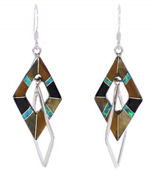 Multicolor Southwest Genuine Sterling Silver Earrings EX32018