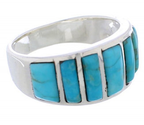 Turquoise Jewelry Genuine Sterling Silver Ring Size 7-3/4 AX36518