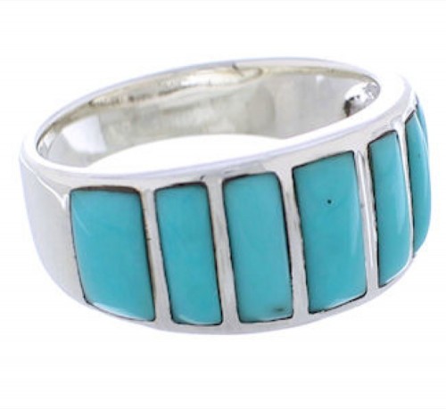 Sterling Silver Jewelry Turquoise Ring Size 8-1/4 AX36521