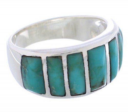 Sothwestern Sterling Silver Turquoise Ring Size 7-3/4 AX36527