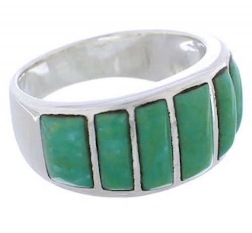 Turquoise Sterling Silver Inlay Ring Size 8-3/4 AX36541