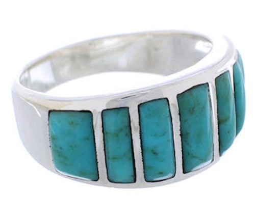 Southwestern Sterling Silver Turquoise Ring Size 8-3/4 AX36568