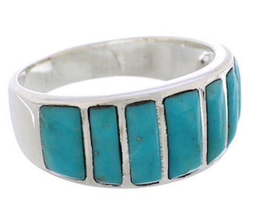 Jewelry Genuine Sterling Silver Turquoise Ring Size 7-3/4 AX36595