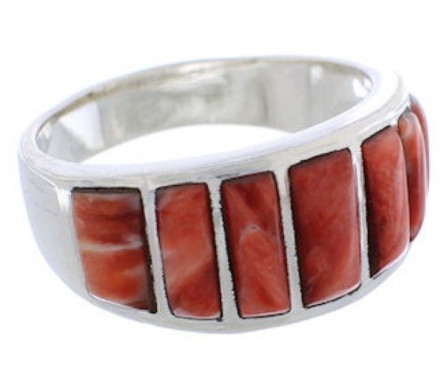 Jewelry Sterling Silver Red Oyster Ring Size 7-3/4 AX36736