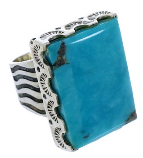 Genuine Sterling Silver And Turquoise Jewelry Ring Size 5-1/2 YX34635