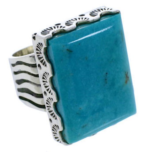 Turquoise Southwest And Authentic Silver Ring Size 6-1/4 YX34647