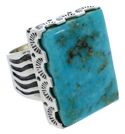 Turquoise Jewelry Sterling Silver Southwest Ring Size 6-3/4 YX34685