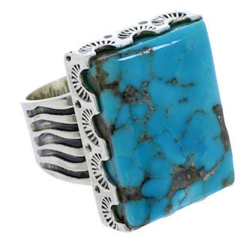 Southwestern Jewelry Turquoise Silver Ring Size 7-3/4 YX34691