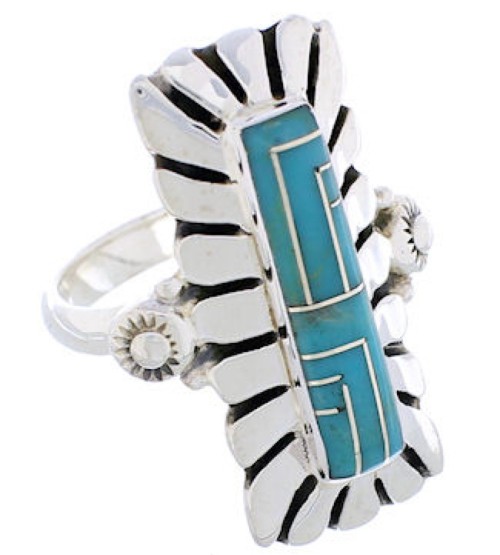 Turquoise Southwest Silver Ring Size 6-3/4 EX42798