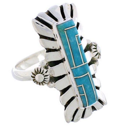 Genuine Sterling Silver Turquoise Ring Size 8-1/4 EX42801