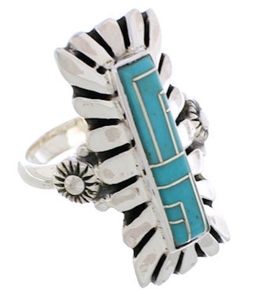 Sterling Silver Turquoise Inlay Ring Size 5-1/4 EX42803