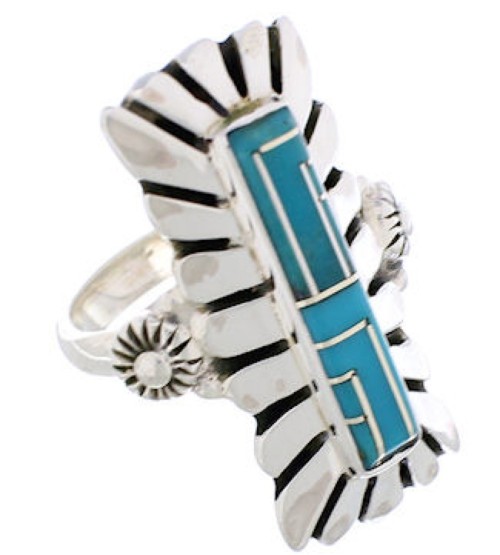 Turquoise Inlay Southwestern Ring Size 5-1/4 EX42807