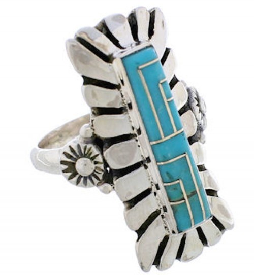 Genuine Sterling Silver And Turquoise Ring Size 4-3/4 EX42810