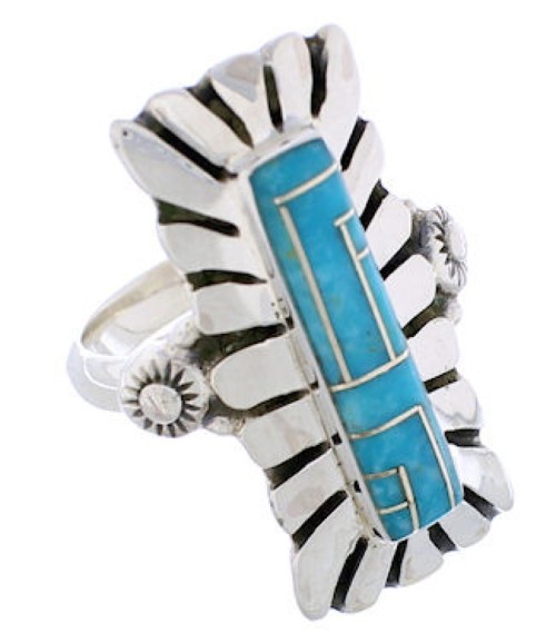 Sterling Silver And Turquoise Ring Size 5-3/4 EX42811