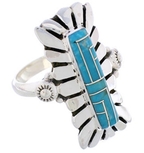 Turquoise Silver Southwestern Ring Size 8-1/4 EX42821