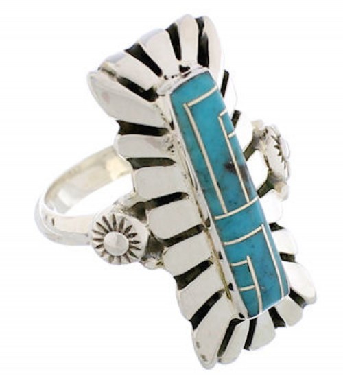 Turquoise Genuine Sterling Silver Ring Size 7-1/4 EX42847