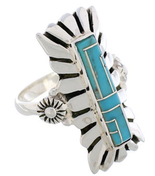 Sterling Silver Southwest Turquoise Ring Size 6-1/4 EX42849