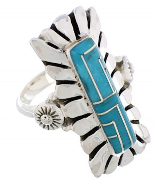 Turquoise Inlay Southwestern Ring Size 5-1/4 EX42852