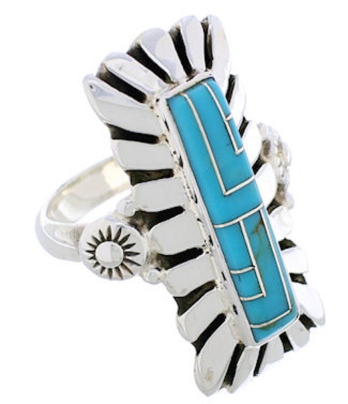 Southwest Sterling Silver And Turquoise Ring Size 4-3/4 EX42857