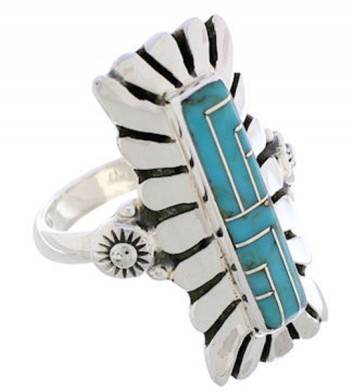 Southwestern Turquoise And Silver Ring Size 4-3/4 EX42865