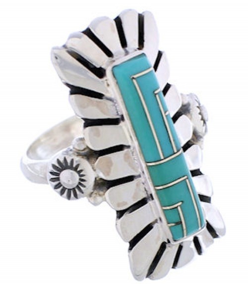 Turquoise And Sterling Silver Ring Size 5-3/4 EX42872