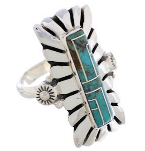 Turquoise And Silver Southwest Ring Size 7 EX42894