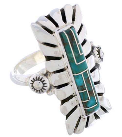Turquoise Southwest Silver Ring Size 7-3/4 EX42905
