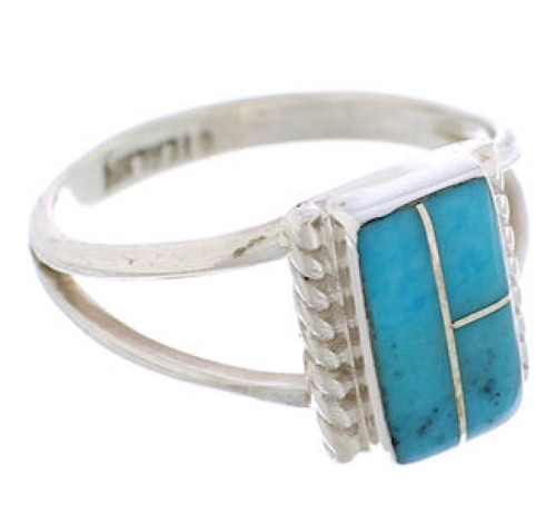 Turquoise Southwestern Silver Ring Size 5 EX43007