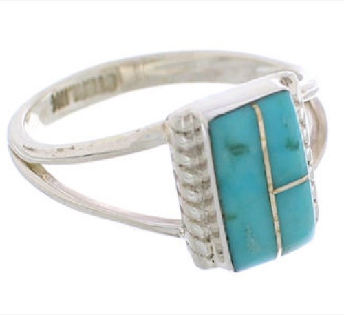 Genuine Sterling Silver Turquoise Ring Size 6-1/2 EX43034