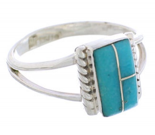 Genuine Sterling Silver Turquoise Ring Size 5-1/2 EX43087