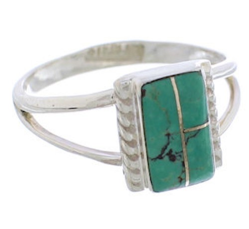 Genuine Sterling Silver Turquoise Ring Size 6-1/4 EX43107
