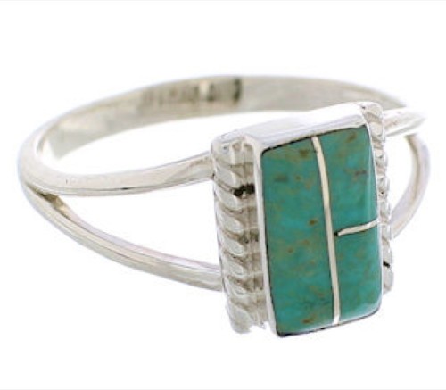 Southwestern Turquoise Inlay Ring Size 5-1/2 EX43154