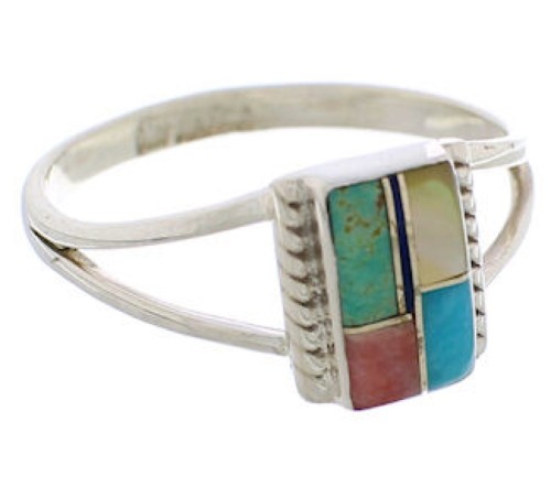 Turquoise And Multicolor Silver Ring Size 5 EX43180