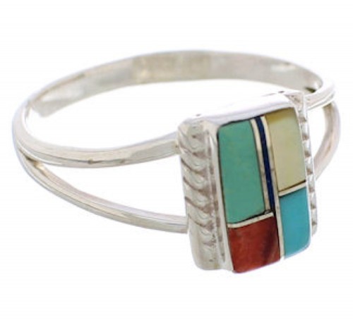 Genuine Sterling Silver Multicolor Ring Size 4-1/2 EX43217