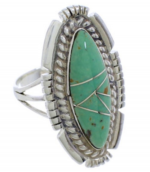 Sterling Silver Turquoise Inlay Jewelry Ring Size 6-3/4 TX40673