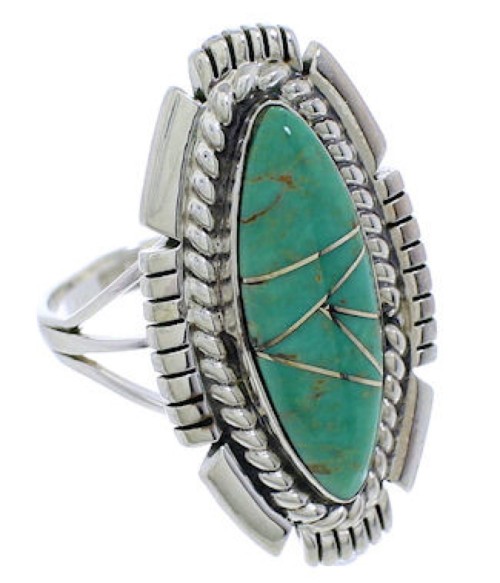 Genuine Sterling Silver Turquoise Jewelry Ring Size 8-1/2 TX40674