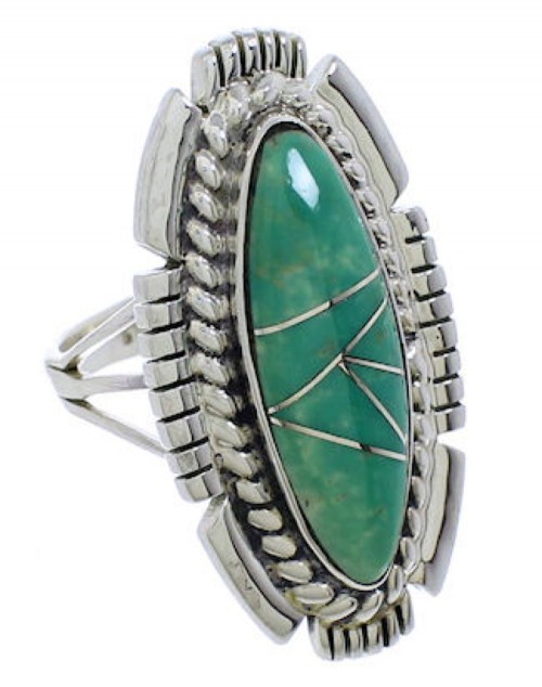Silver Turquoise Inlay Ring Size 7 TX40676