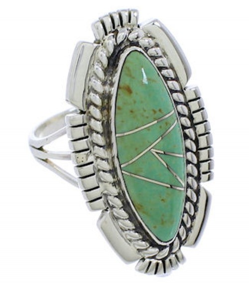 Southwestern Sterling Silver Jewelry Turquoise Ring Size 7-1/2 TX40705