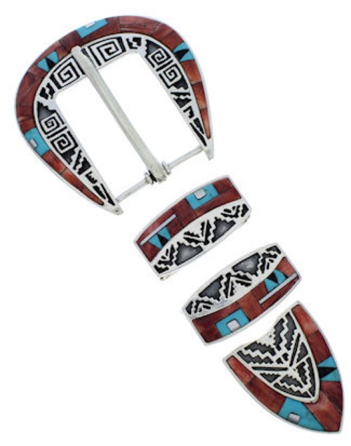 Multicolor Inlay Southwestern Ranger Belt Buckle TX40799