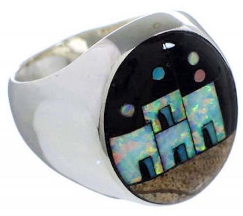 Southwest Native American Pueblo Multicolor Ring Size 11-1/4 TX42297