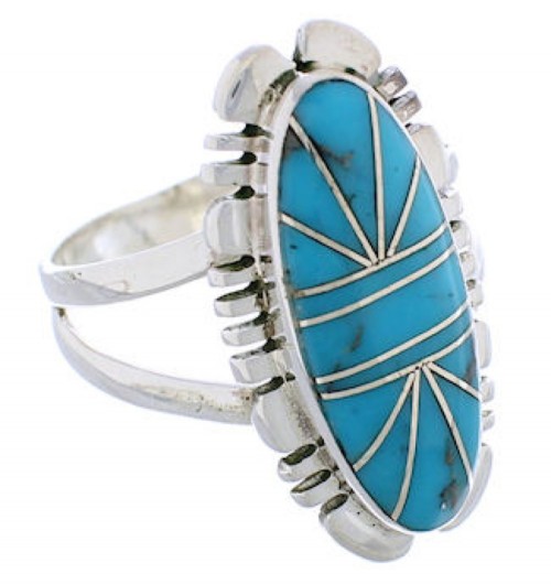 Southwestern Sterling Silver Turquoise Jewelry Ring Size 8-1/2 TX28395