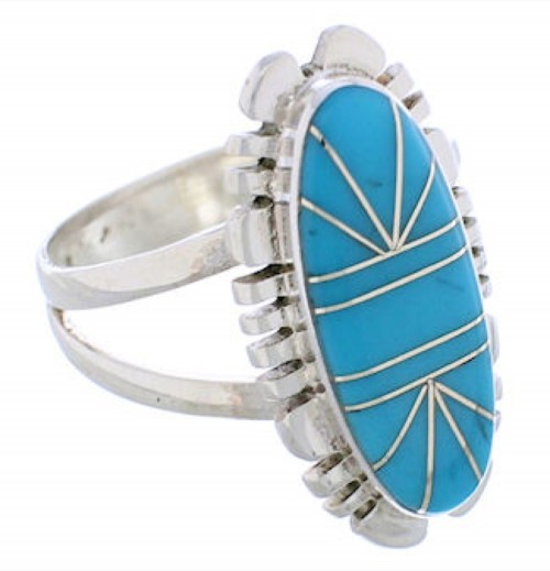 Southwest Sterling Silver Turquoise Jewelry Ring Size 8-3/4 TX28397