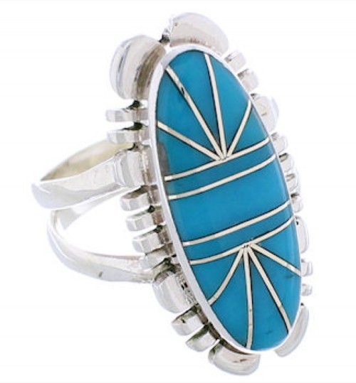 Turquoise Sterling Silver Jewelry Southwestern Ring Size 5-1/4 TX28482