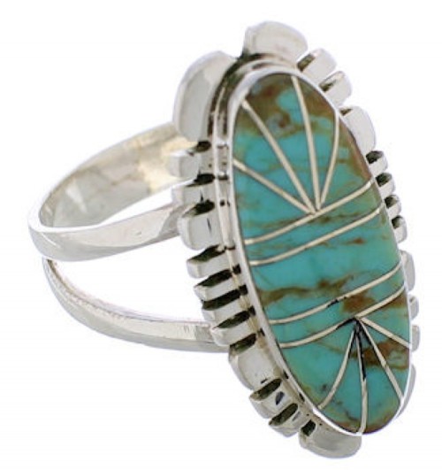 Southwestern Sterling Silver Turquoise Ring Jewelry Size 6-1/4 TX28520