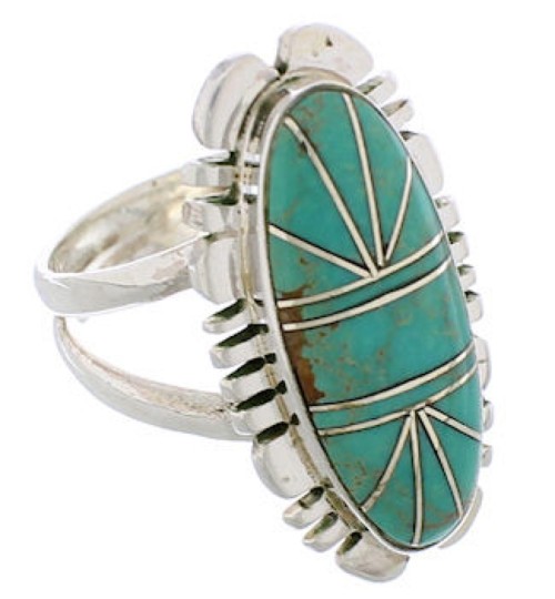 Southwest Jewelry Sterling Silver Turquoise Ring Size 5-1/2 TX28522