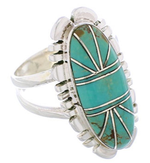 Sterling Silver Turquoise Inlay Southwestern Ring Size 5-1/4 TX28551