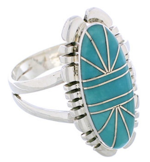 Sterling Silver Turquoise Inlay Southwest Ring Size 8-3/4 TX28553