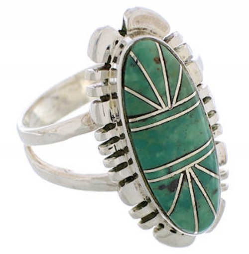 Sterling Silver Jewelry Turquoise Southwestern Ring Size 7-3/4 TX28565