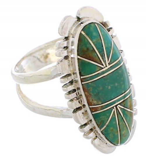 Southwest Sterling Silver Turquoise Inlay Ring Size 5-1/4 TX28582