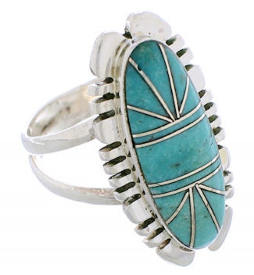 Southwestern Sterling Silver Turquoise Jewelry Ring Size 8-1/4 TX28628